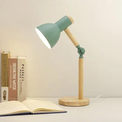 Image de Lampe de table LED en bois - Lampe réglable pour le bureau et la chambre à coucher