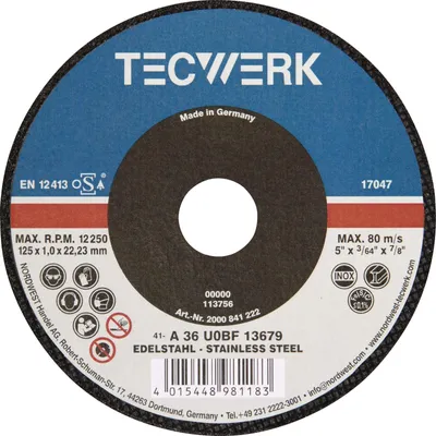 Produktbild von Trennscheibe D125x1mm gerade Keramikkorn Bohrung 22,23 mm