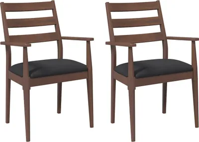 Produktbild von Esszimmerstühle mit Kissen 2 Stk. Braun Massivholz Gummibaum