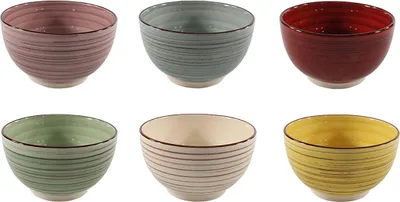 Produktbild von Müslischale RIMINI 14x8 cm - 6er Set - Farbe: bunt mit Längsstreifen
