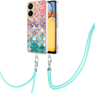 Obrázek produktu pro Pouzdro s řemínkem pro Xiaomi Redmi 13C 4G/Poco C65, vzorované TPU pouzdro s nastavitelným popruhem Barvitý