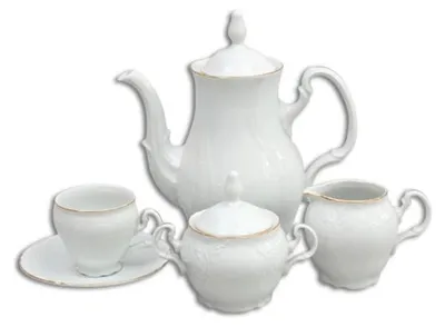Image de Thun 1794 Bernadotte, service à café, rayures dorées, blanc, Thun