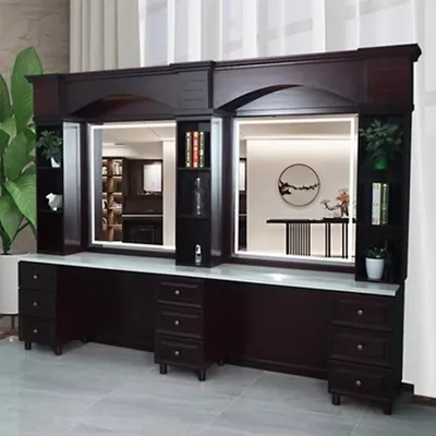 Produktbild von 360Home Massivholz Friseurladen Friseur Spiegel Tisch schwarz B