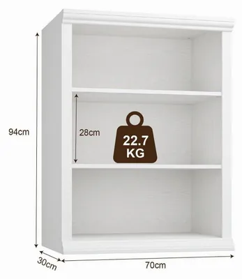 Image de Étagère à livres, 3 niveaux, blanche, 70 x 29,7 x 93,8 cm