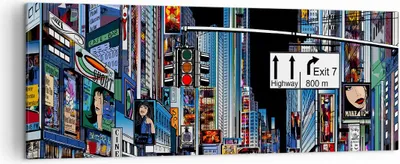 Produktbild von Bild auf Leinwand - Leinwandbild - Manhattan New York Straße - 140x50cm - Wand Bild - Wanddeko - Leinwanddruck - Bilder - Kunstdruck - Wanddekoration - Leinwand bilder - Wandkunst - AB140x50-2720
