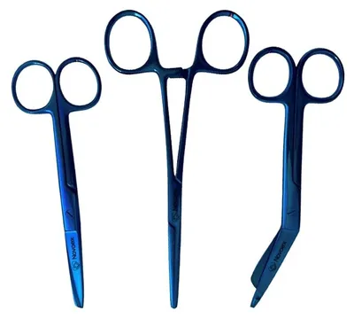 Immagine prodotto di Set di forbici per infermieri, 3 pezzi, colore blu, per pronto soccorso