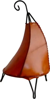 Produktbild von Orientalische Lampe Hennalampe marokkanische Lederlampe Tischleuchte Stehleuchte Henna Tissir einfarbig 35-38 cm, orange