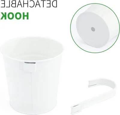 Set von 10 Stück 10 cm Metall Hängende Pflanzenübertöpfe mit Abnehmbaren Haken - Weiße Blumentöpfe für Balkon, Zaun und