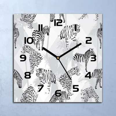Produktbild von Wanduhr Echt-Glas-Küchenuhr Exotische Tiere Quarz Lautlos 30x30 Deko Bilder