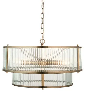 Zdjęcie produktu dla Lampa wisząca RIDGETON antyczna mosiężna 5xE14x15W szkło wym:183x50x50cm IP20 Endon