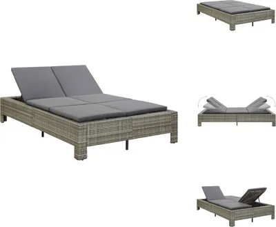 Produktbild von vidaXL 2-Personen-Sonnenliege mit Auflage Grau Poly Rattan -  Gartenbetten