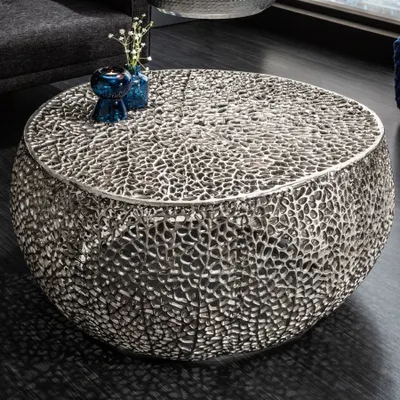 Image de riess-ambiente Table basse au design filigrane LEAF 80 cm argent Table d'appoint Table de chevet