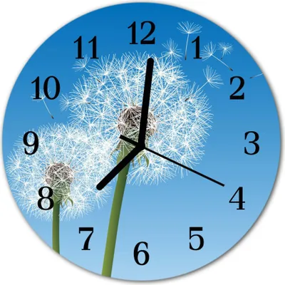 Produktbild von Glasuhr Wanduhr Küchenuhr Echt-Glas 30fi cm Pusteblumen blau
