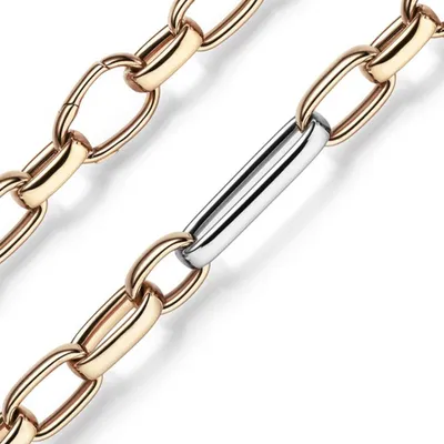 Produktbild von 13mm Phantasie Kette Collier Halsschmuck aus 585 Gold Weißgold Rotgold 60cm