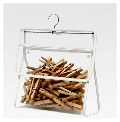 Produktbild von Wäscheklammerbeutel, 30 * 10 * 31 cm, transparente hängende Tasche für das Badezimmer, wasserdicht, wiederverwendbar (Weiß, Klein)