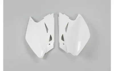 Productafbeelding van Achterste zijpanelen voor Kawasaki KXF 450, modeljaren 2006-2008, kleur: wit. (KX)