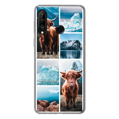Produktbild von MuchoWow® Handyhülle Schutzhülle Hülle für Huawei P30 Lite Schottischer Highlander - Eiscreme - Collage Silikon Softcase Handy Hülle - Handyhülle