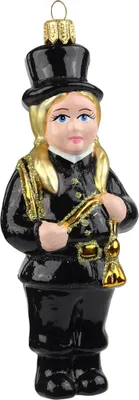 A glass Christmas ornament depicting a chimney sweep.