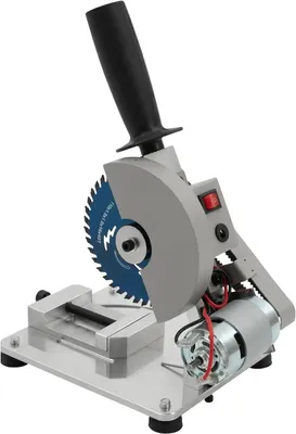 Image de Mini scie à tronçonner pour métal - Scie circulaire d'établi - Pour le bois et le métal - Profondeur de coupe 29 mm - Lame de 10 cm - 2 lames incluses