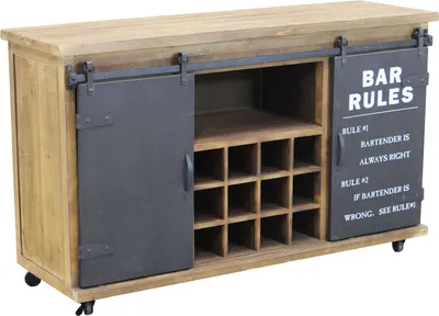 Immagine prodotto di Milani Home - Credenza In Metallo E Legno Industrial Mobile Madia Con Portabottiglie Di Vino Per Arredamento Soggiorno, Sala Da Pranzo, Salotto Moderna, Cm 123x41x74 H - Marrone