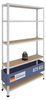 Image de Étagère métallique - Galvanisée - 200 x 120 x 30 cm - 5 étagères - Charge 175 kg par étagère