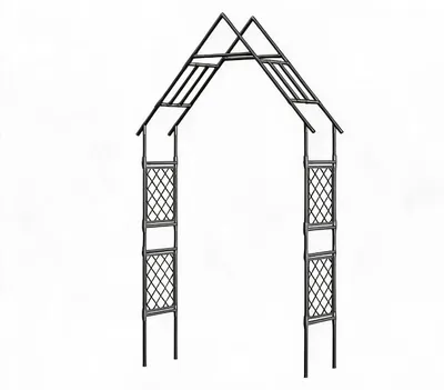 Produktbild von Gartenbogen mit Rankgitter - Metallbogen für Kletterpflanzen - Wetterfest - 240 cm - Für Terrasse und Garten - Schwarz