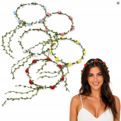 Blumen-Haarreif 5er Set – Zarter Blumenkranz für Damen & Mädchen – Haaraccessoire mit Blüten