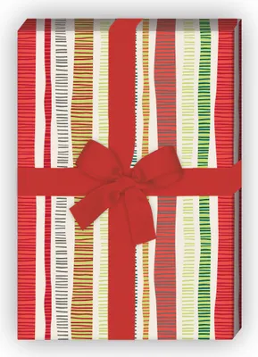 Produktbild von Modernes Doodle Streifen Geschenkpapier, rot zum Einpacken - G11468, 32 x 48cm