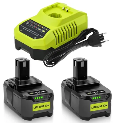 Productafbeelding van 2 stuks 5,0Ah vervangende accu voor 18V gereedschap met oplader