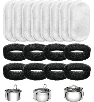 Productafbeelding van Vervangingsfilters voor kattenfonteinen, 16 stuks (8 koolstoffilters, 8 schuimfilters)