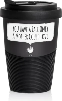 Produktbild von Pechkeks Misfortune Cookie Kaffee Thermobecher to go Porzellan mit Deckel, Spruch "A FACE", Größe 300ml, matt schwarz
