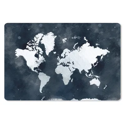 Produktbild von MuchoWow® Schreibtischunterlage Weltkarte - Blau - Aquarell 60x40 cm - XXL Mauspad - Großes Mauspad