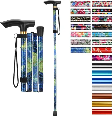 Immagine prodotto di Bastone da passeggio pieghevole - Bastone regolabile - Supporto per la deambulazione - Alluminio leggero - 85-95 cm - Blu orientale