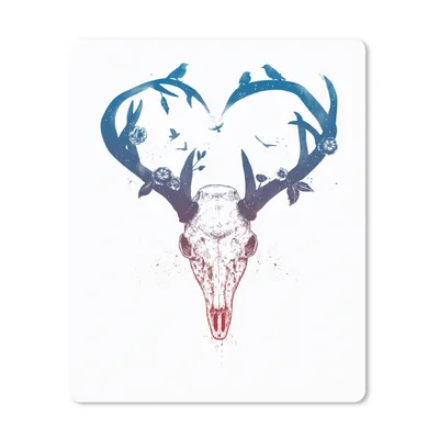 Produktbild von MuchoWow® Mauspad Mousepad Schädel - Geweih - Blumen - Vögel 19x23 cm - Mousepads - Maus Mat - Pad - Mausunterlage - Mauspads - Spielen