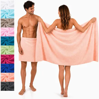 Produktbild von Betz 2 Stück Saunatücher Saunatuch Saunahandtuch Set Palermo 100% Baumwolle Frottier XXL Badetuch Strandtuch Größe 80 x 200 cm Farbe apricot