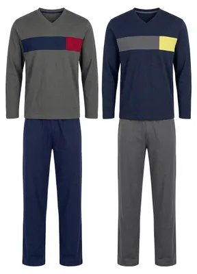 Produktbild von LE JOGGER Pyjama 4 -teilig marine, grau Größe 52/54, KI-generiertes Bild
