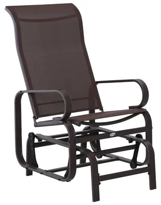 Produktbild von Schaukelstuhl Garten Gartenstuhl Relaxstuhl Gartenschaukel Garten Metall Schaukel Stuhl für Garten Terrasse Balkon Texteline Braun 60 x 78 x 105 cm