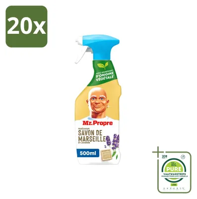 Produktbild von 20 x Mr. Proper Allesreiniger Spray - Marseille Seife und Lavendel - 500 ml - Großpackung - 20 Stücke