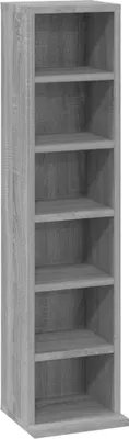 Zdjęcie produktu dla vidaXL Półka na płyty CD Szara Sonoma 21x20x88 cm Materiał drewnopochodny