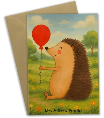 Produktbild von Mr. & Mrs. Panda babykarte Igel Luftballon Design - Weiß - Geschenk, Glückwunsch, osterkarten, Lustige Sprüche, einladungskarten, weihnachtskarten, Ballon, Grußkarte