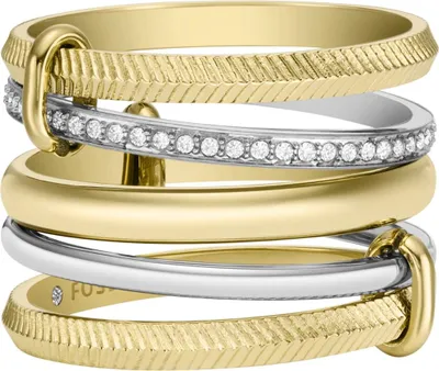 Produktbild von Fossil Prestack-Ring Harlow Linear Texture Edelstahl JF04592998 Gr. 55