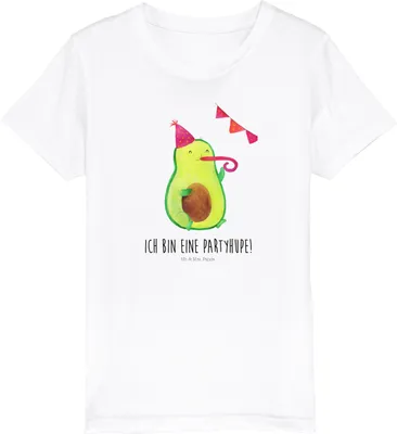Produktbild von Mr. & Mrs. Panda Kleinkinder T-Shirt Avocado Feier 3-4 Jahre (98/104) - Weiß - Geschenk, Gute Laune, Baumwoll Kinder, Teenager, Party, Organic, Geburtstag, Tröte, Jungen