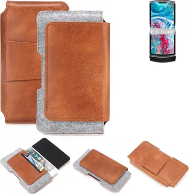 Produktbild von K-S-Trade Handyhülle Schutzhülle kompatibel mit Motorola Razr 2019 Gürteltasche Holster Gürtel Tasche Smartphone Tasche Handy Hülle Polyurethan+ Filz,