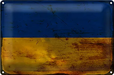 Produktbild von Blechschild Flagge Ukraine 18x12cm Flag of Ukraine Rost