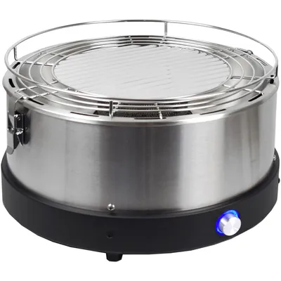 Produktbild von Syntrox Raucharmer Holzkohlegrill aus Edelstahl rund, H 195 mm