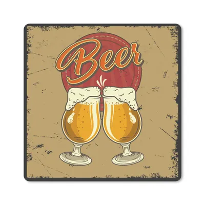 Produktbild von MuchoWow® Mauspad Mousepad Mannshöhle - Bier - Glas - Retro 20x20 cm - Mousepads - Maus Mat - Pad - Mausunterlage - Desk Mat - Bureauartikeln