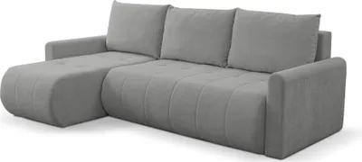 Produktbild von BETTSO Universelles Ecksofa SPRENTO grau aus Chenille-Stoff mit Schlaffunktion und Bettzeugfach