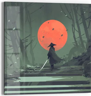 Produktbild von DEQORI Glasbild Echtglas 50x50 cm 'Waldweg zum Mond' Wandbild Bild modern Deko
