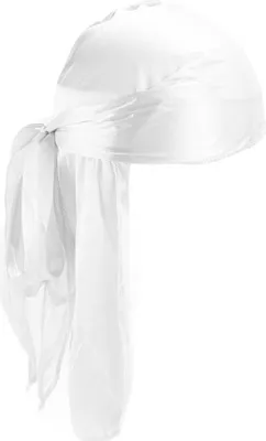 Produktbild von Einfarbiger seidiger Bandana-Turban-Hut, atmungsaktiv, Uni, Biker-Kopfbedeckung, Stirnband, Weiß