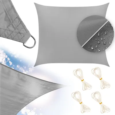 Obrázek produktu pro Luverno® sluneční plachta 4x3 m s UV ochranou – včetně upevňovacích lan a tašky – voděodolná – obdélníková – sluneční plachta – šedá